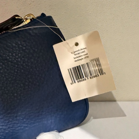 Kate Spade leather zippered Chrissy wristlet navy NWT - Picture 7 of 8